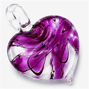 Glasvedhæng. Hjerte i Murano stil. 50 mm Rød/lilla